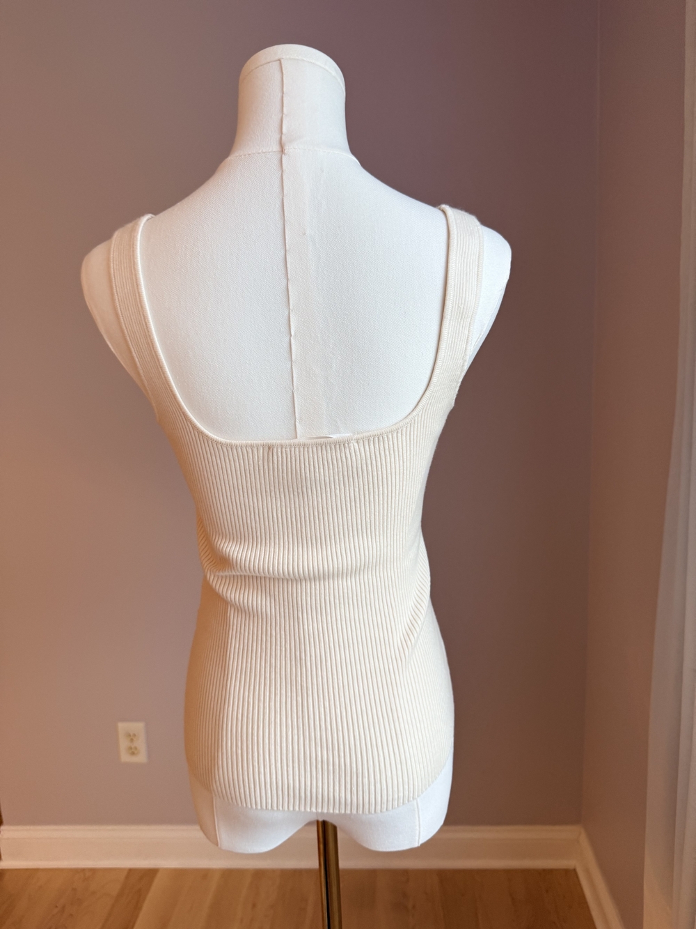 ba&sh Cream Ribbed Square-Neck Bandeau Tank - Picture 3 of 6